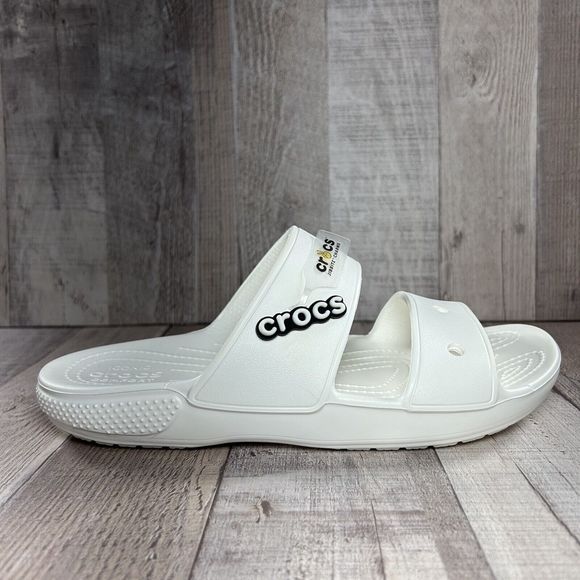 Crocs Women's Classic Slide Sandal Comfort Two Strap Slip On White Size 9 - Picture 9 of 13